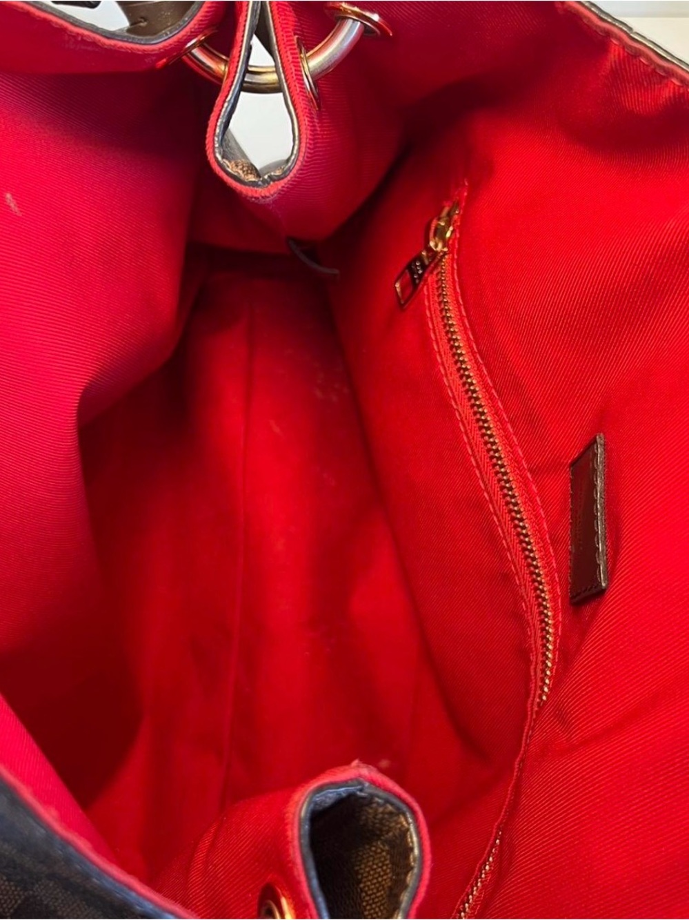 Louis Vuitton Damier Ebene Shoulder Bag with Red Interior - Picture 6 of 8